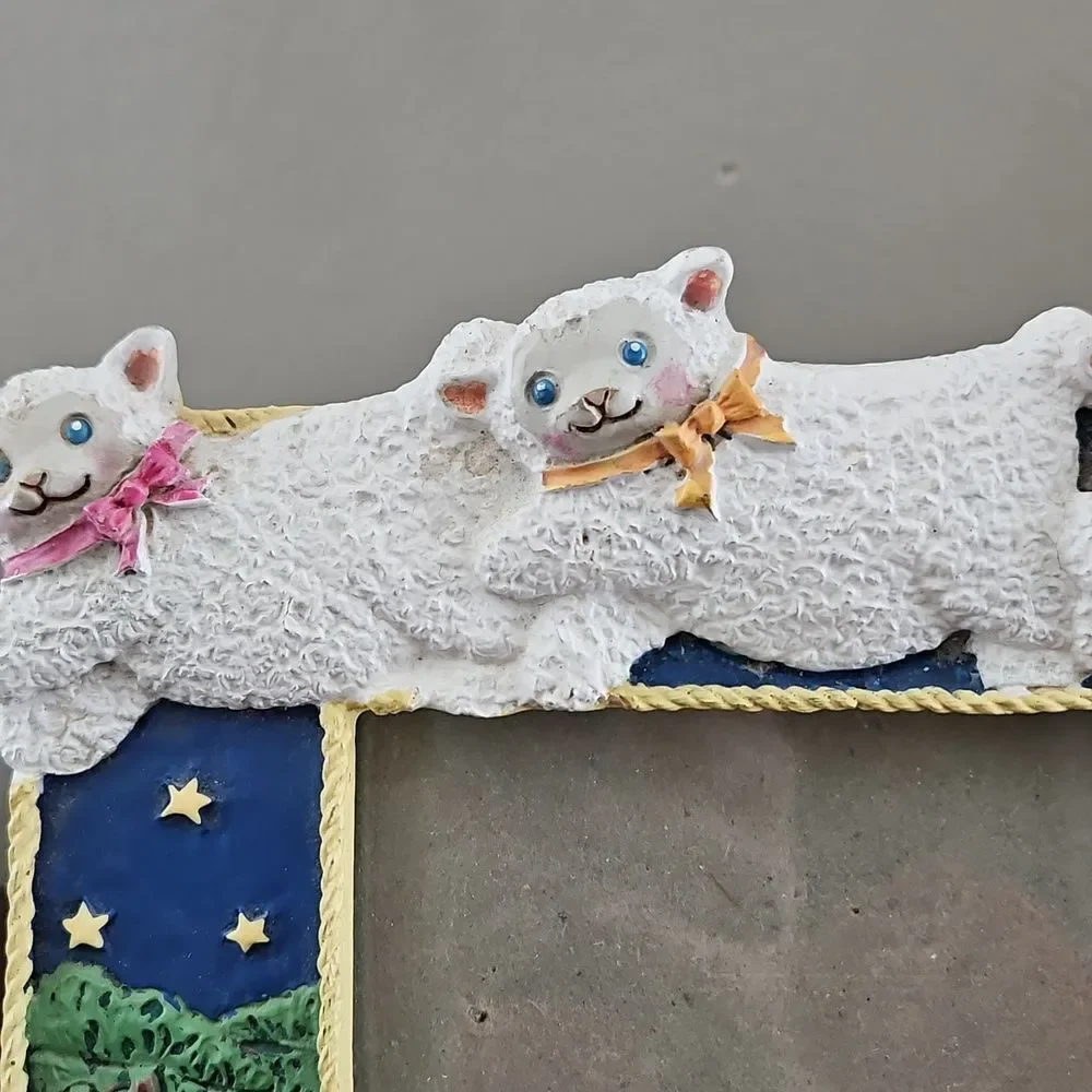 Vintage Ceramic Sheep Photo Frame